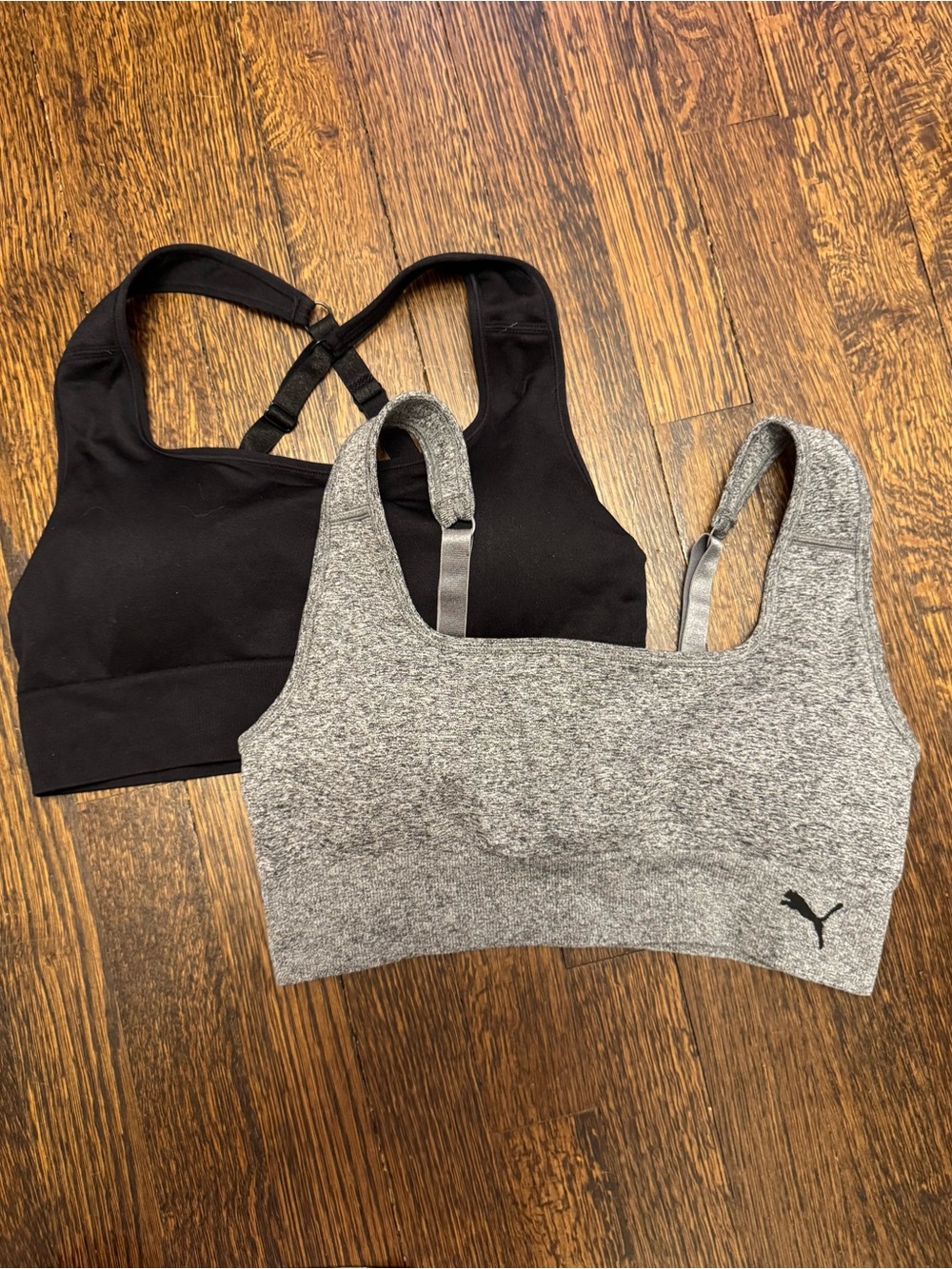 NEW PUMA Women's Seamless Sports Bras - Black & Heather Gray